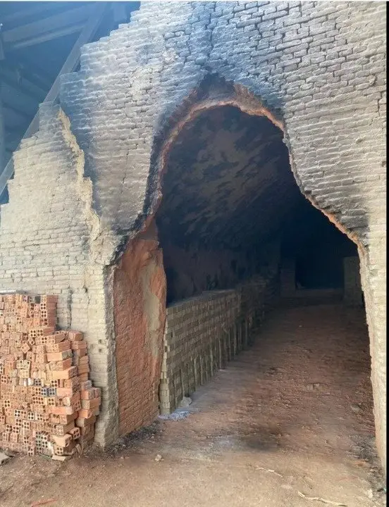 Traditional brick kiln workshop along the Mekong